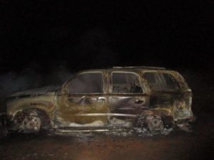 SUV fire on Monday in Saline County-photo courtesy Saline County Sheriff