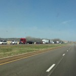 westbound traffic on I-70 backed up about a mile Monday afternoon.