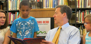 Governor Brownback with young readers today