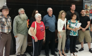 Members of Salina Cares with their petitions