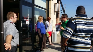 Shoppers waiting in line for the new phone in Salina