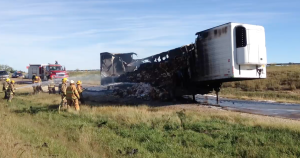 Saturday afternoon semi  fire on I-70 near Dorrance