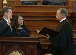 Governor Brownback at Monday morning's inauguration 