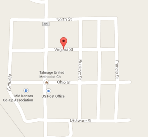 Location of the fire in the unincorporated community of Talmage in Dickinson County.