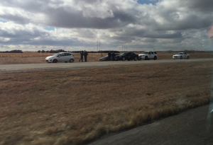 Officers stopping the vehicle on I-70 in Ellis County