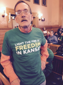 Walter Cunningham, Wichita, recently traveled to the Statehouse to oppose a bill that would expand Medicaid eligibility to more poor, non-disabled adults. CREDIT JIM MCLEAN / HEARTLAND HEALTH MONITOR