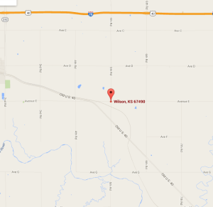 Location of the Saturday morning train and car accident in Ellsworth County