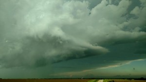 View of severe weather Sunday evening from near Chapman.