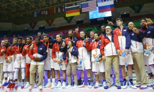 Players receive their gold medals-photo by Mike Yoder for University of Kansas Athletics