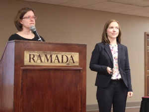 Photo by Andy Marso Rebekah Gaston, left, the childhood hunger initiative director for Kansas Appleseed, and Hilary Gee, of Kansas Action for Children, lead a session on “Strategies to End Hunger in Kansas” Wednesday at the 2015 Kansas Conference on Poverty.