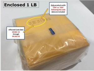 1 LB - Affected Code Date: 29 DEC 15 through 04 JAN 16 - Only products with "S54" or "S55" following the code date are included (Photo: Business Wire)