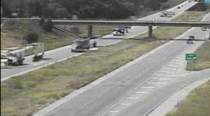 KDOT camera view west of Topeka as traffic begins to back up