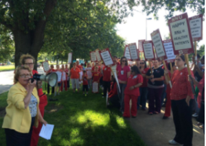 Missouri Rep. Judy Morgan spoke in August at a nurses' rally outside of Research Medical Center in Kansas City CREDIT ALEX SMITH / HEARTLAND HEALTH MONITOR