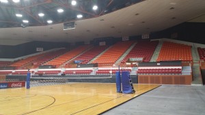 Arena with new railing and the new Kurt Budke Court.