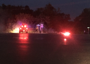 Law enforcement authorities at the scene to Monday evening's fatal crash in Manhattan