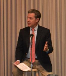 Governor Brownback speaking at a September town hall meeting