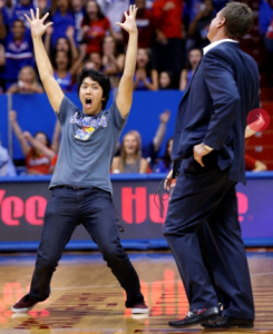 Martin celebrates- photo Jeff Jacobsen University of Kansas Athletics