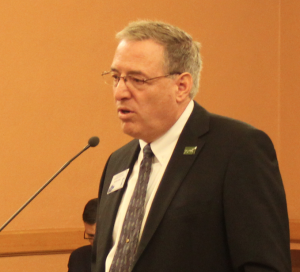 Photo by Andy Marso Mark Rude, executive director of the Southwest Kansas Groundwater Management District No. 3, said Kansas water law generally is sound, but if the courts and the water office don’t interpret it the same way, it’s not effective. He spoke Thursday to a special legislative committee. 