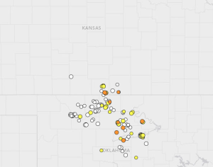 USGS earthquake map from mid Sept. to mid October 2015
