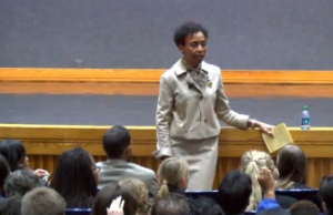 University of Kansas Chancellor Bernadette Gray-Little at last week's  forum on alleged racism