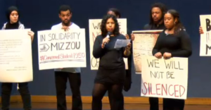 Members of Rock Chalk Invisible Hawk at Wednesday's forum