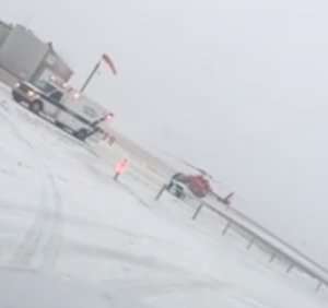 Emergency medical transport during Tuesday's storm from Cheyenne County Airport located south of St. Francis. The patient was sent for treatment in Denver.- photo Cheyenne Co. Sheriff