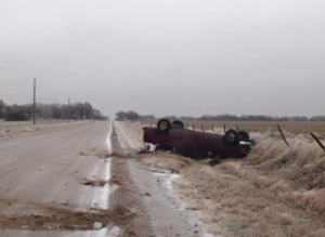 Saturday morning rollover accident -photo Harvey Co. Sheriff