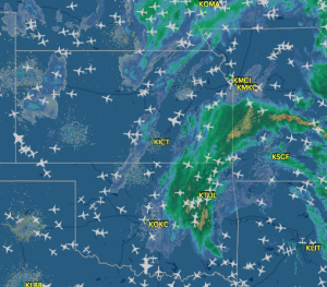 Image Flighwaware over Kansas at 9:15 a.m. on Monday