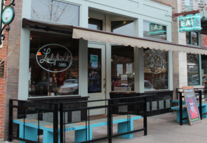 Former U.S. Health and Human Services Secretary Kathleen Sebelius cites the Ladybird Diner in downtown Lawrence and its owner as examples of the how the Affordable Care Act is making a difference in people's lives. JIM MCLEAN / HEARTLAND HEALTH MONITOR