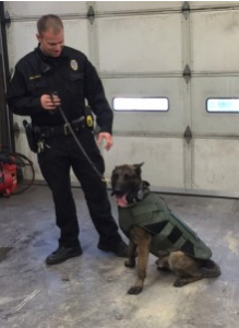 GBPD Corporal Adam Hales with police canine, Kia.