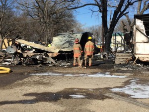 Fire crews on the scene of Wednesday's fatal fire in Salina