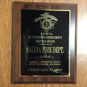 This award was given to the Salina Fire Department recognizing outstanding emergency service in the State of Kansas (Photo: Salina Fire Dept.)