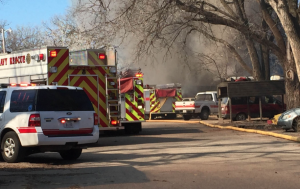 Fire crews at Wednesday's mobile home fire in Salina
