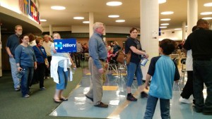Large crowd turns out to the Democratic Caucus at Salina South High School.