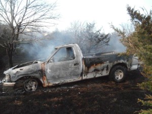 This Ford F-150 was totally destroyed by the fire.-- Photos Saline Co. Sheriff