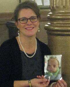 Photo by Megan Hart/KHI News Service Sheryl Crosier spoke Thursday at the Kansas Statehouse in favor of a bill named for her son Simon, who died with a “do not resuscitate” order in place that she and her husband did not know about. 