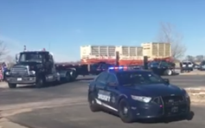 Elephants in the large crates arrive in Wichita on Friday- image Sedgwick Co. Sheriff