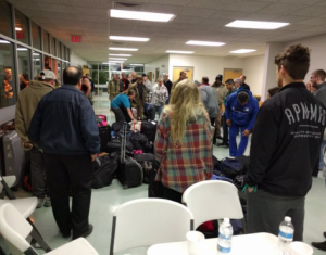 Travelers sheltered at the Gray County Fair Grounds -photo courtesy Daniel Szczerba