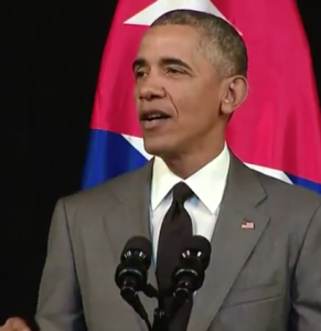 Pres. Obama speaking on Tuesday in Cuba