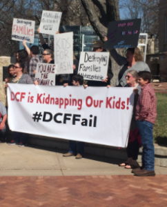 Protesters supporting the Schwab family in Manhattan on March 10