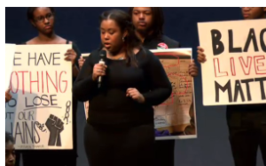 Members of Rock Chalk Invisible Hawk during a November Forum at KU