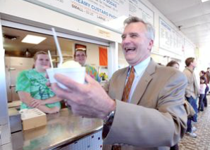 Kansas State coach Bruce Weber passes out custard March 9, 2012, (while coach at Univ. of Illinois ) taking everyone in his party to Jarling's Custard Cup Photo by: Robin Scholz courtesy The News-Gazette