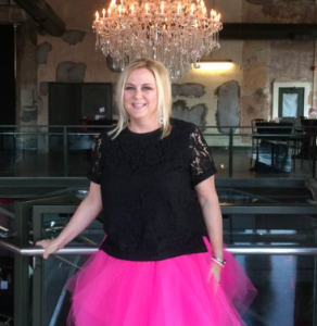 Laura McQuade, president and CEO of Planned Parenthood of Kansas and Mid-Missouri, wore a pink tutu Friday in honor of Planned Parenthood of Kansas and Mid-Missouri's spring fundraiser, which was titled "PinkOut." HANNAH COPELAND / HEARTLAND HEALTH MONITOR