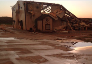 Storm Damage on Road 110 north of Dodge City- photo KHP