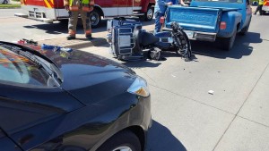 A motorcycle was one of at least three vehicles involved in a Thursday afternoon accident (Photo: Salina Police Dept.)