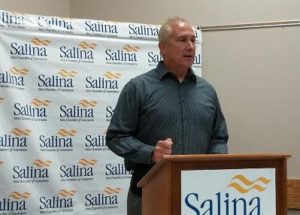 Chamber Chairman Brian Richardson announces the 2017 chamber speaker Friday morning.