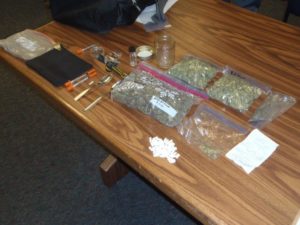 Marijuana, Xanax and drug paraphernalia seized in a drug arrest early Saturday morning (Photo: Saline County Sheriff's Office)