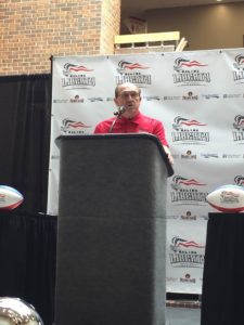 Salina Liberty General Manager Francis Flax speaks at Wednesday press conference (Photo by Terry Tebrugge/Salina Post)