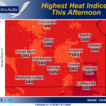 Heat indices this afternoon will range from about 100 to 107