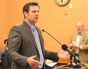 Photo by Stephen Koranda/Kansas Public Radio Kansas Secretary of State Kris Kobach pushed for a 2011 state law that requires voter applicants to submit proof of citizenship. The law faces a court challenge. 